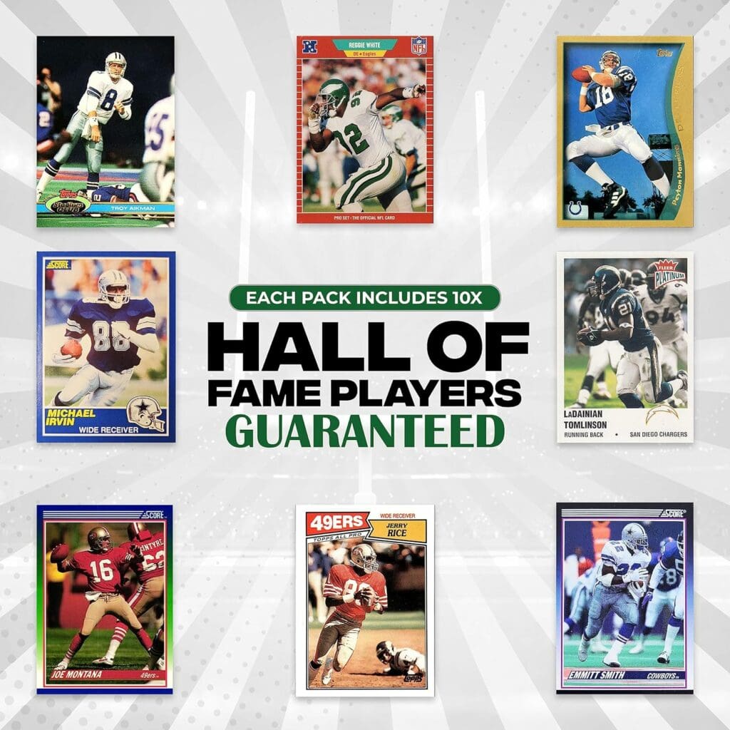 Deluxe Football Card Mystery Box | 100x Official Cards | 10x Hall of Famers | 10x Rookies | 4X Autograph or Relic Cards Guaranteed | by Cosmic Gaming Collections