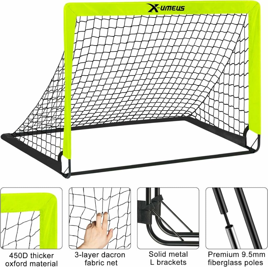 Kids Soccer Goals for Backyard, 4 x 3 Pop Up Toddler Goal Training Equipment with Ball, Agility Ladder and Cones, Portable Nets Backyard Youth Outdoor Sports Games