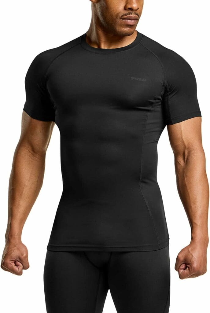 TSLA 1 or 3 Pack Mens UPF 50+ Quick Dry Short Sleeve Compression Shirts, Athletic Workout Shirt, Water Sports Rash Guard