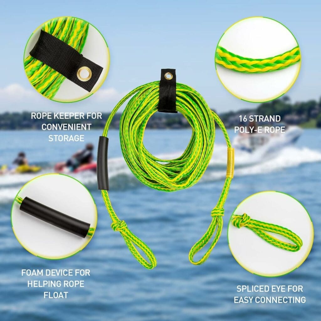 Botepon Tow Rope for Tubing, Tow Rope for Towable Tubes for Boating, Tow Rope for Pulling Tube with Pontoon Boat Jet Ski, 60ft