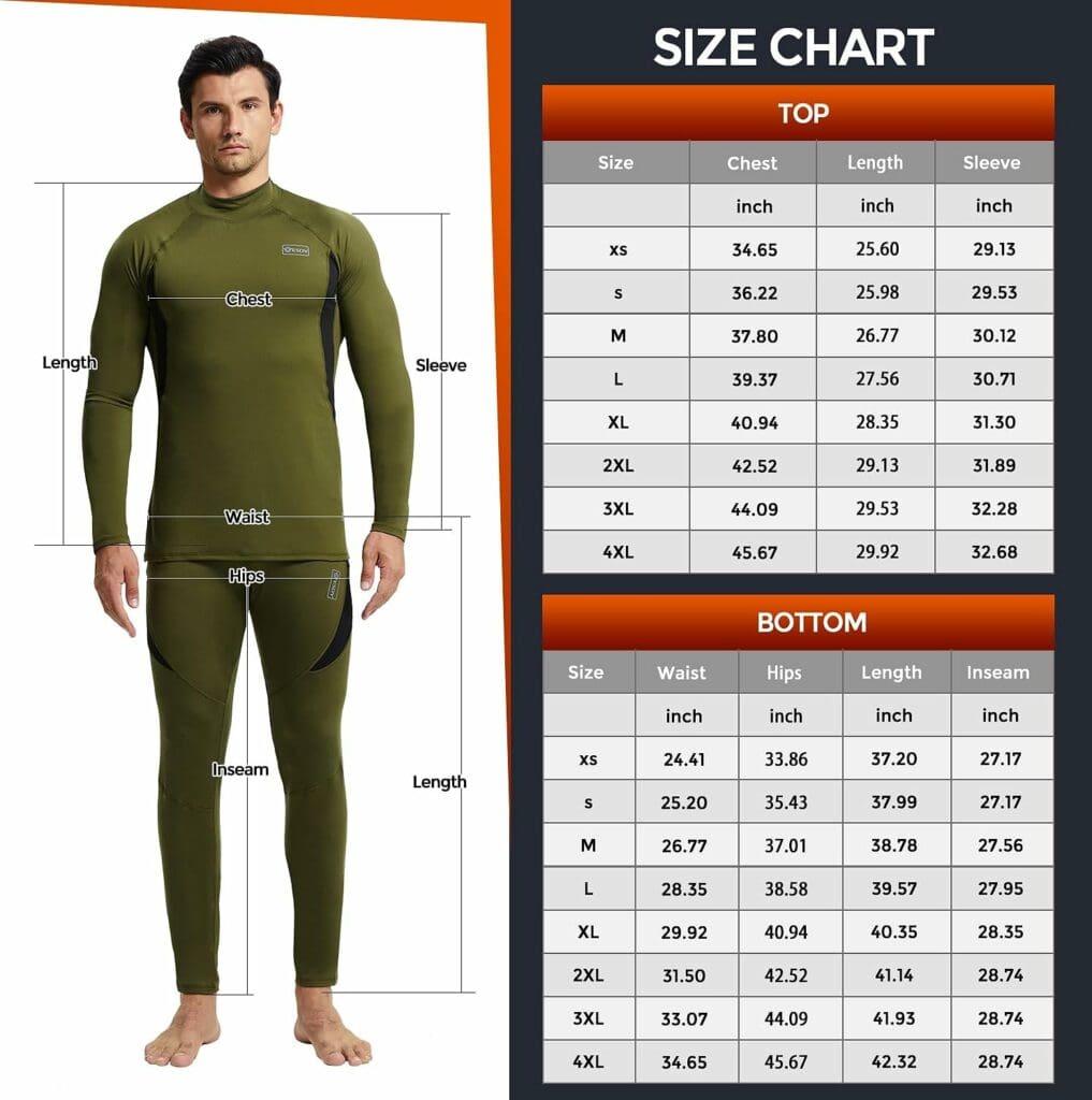 CL convallaria Thermal Underwear Long Johns Set Mens Winter Hunting Gear Sport Base Layer Bottom Top XS-4XL