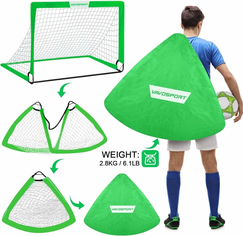 Kids Soccer Goals for Backyard Set - 2 of 4 x 3 Portable Soccer Goal Training Equipment, Pop Up Toddler Soccer Net with Soccer Ball, Soccer Set for Kids and Youth Games, Sports, Outdoor Play