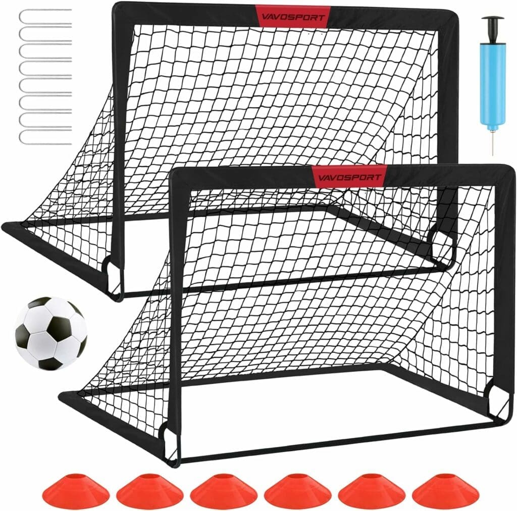 Kids Soccer Goals for Backyard Set - 2 of 4 x 3 Portable Soccer Goal Training Equipment, Pop Up Toddler Soccer Net with Soccer Ball, Soccer Set for Kids and Youth Games, Sports, Outdoor Play