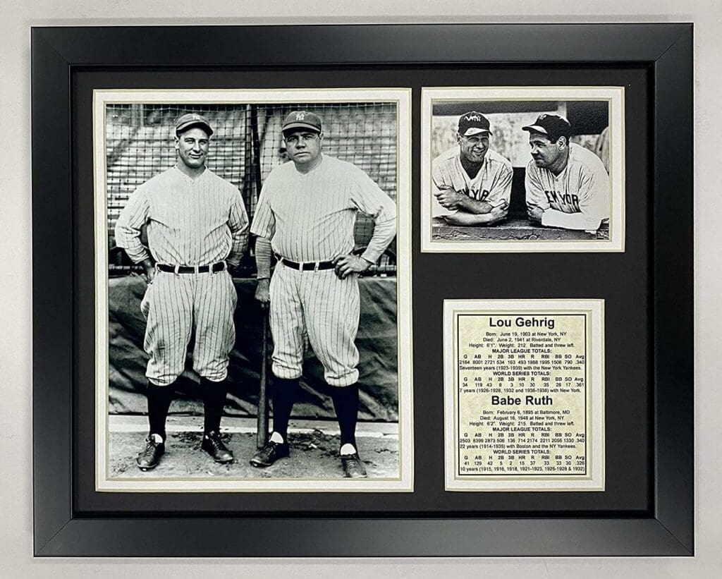 Legends Never Die New York Yankees Lou Gehrig and Babe Ruth Framed Photo Collage, Bats, 11x14-Inch, (11097U)