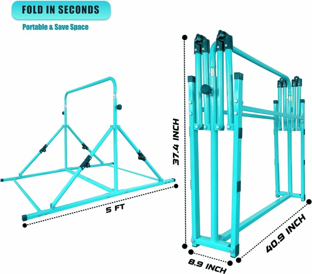 MARFULA Upgrade Foldable Gymnastic Bar with Mat for Kids Ages 3-12, 200 lbs Weight Capacity, Gymnastic Kip Bar Horizontal Bar for Kids, Gymnastic Training Equipment for Home and Gymnastic Center Use