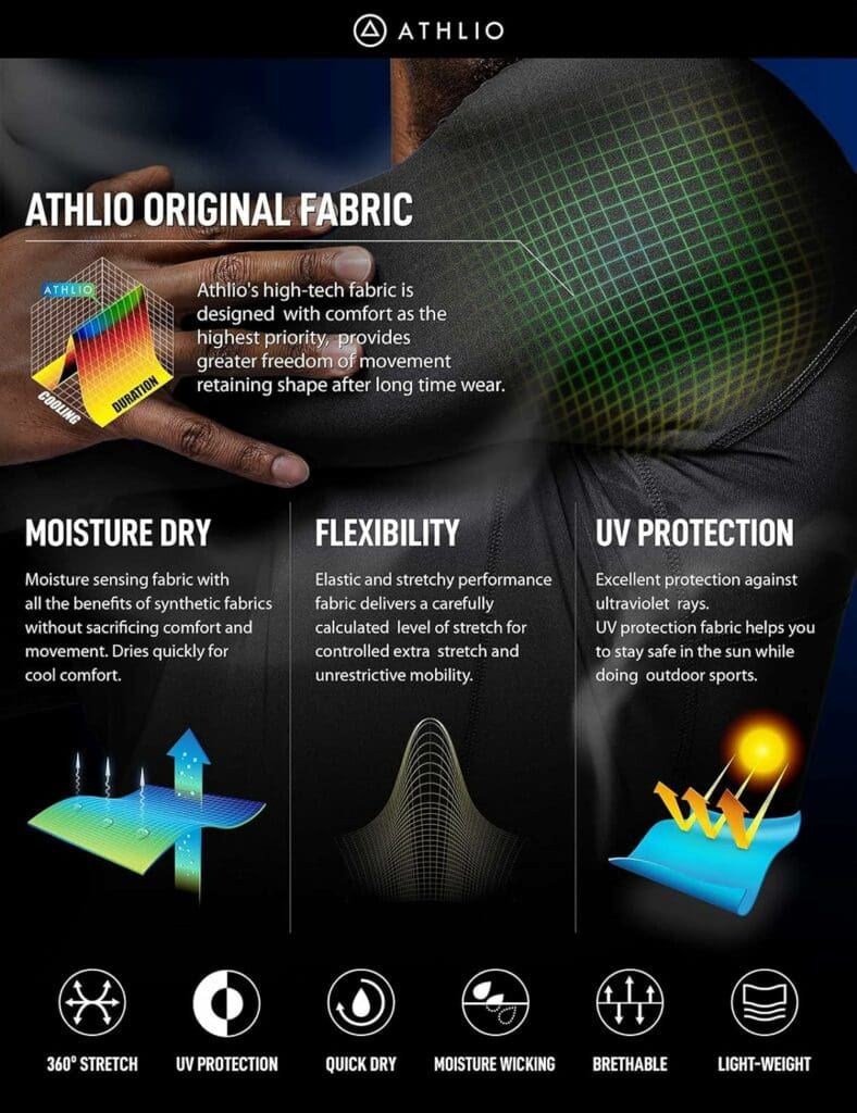 ATHLIO 1 or 3 Pack Mens UPF 50+ Long Sleeve Compression Shirts, Water Sports Rash Guard Base Layer, Athletic Workout Shirt