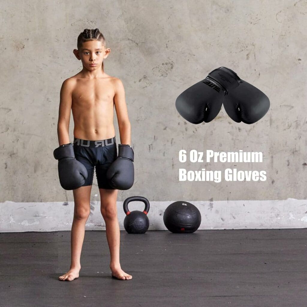 Elite Sports Boxing Punching Bag Set for Kids - 2.5 ft Leather Kids Punching Bag for Teens Heavy Boxing Bag Kit for Youth