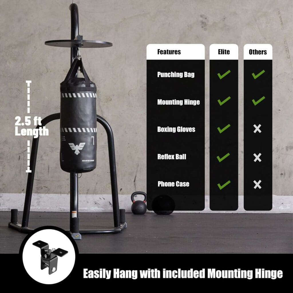 Elite Sports Boxing Punching Bag Set for Kids - 2.5 ft Leather Kids Punching Bag for Teens Heavy Boxing Bag Kit for Youth