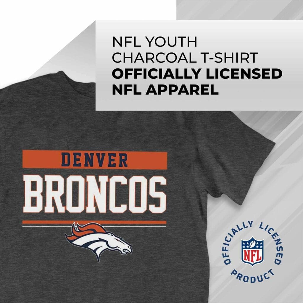 Team Fan Apparel NFL Youth Short Sleeve Charcoal T Shirt, Kids Sports Tee, Unisex Team Gear for Boys and Girls
