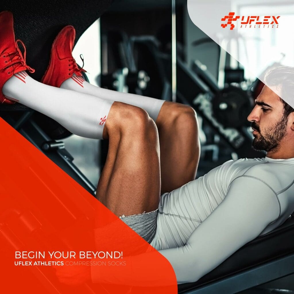Uflex Athletics Compression Socks, Knee High Injury Recovery for Men  Women