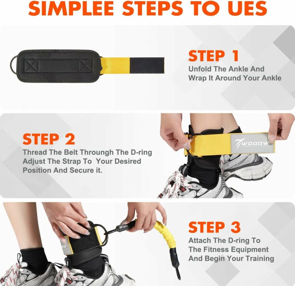 Ankle Resistance Bands with Cuffs, Ankle Bands for Working Out, Glutes Workout Equipment, Butt Exercise Equipment for Kickbacks Hip Fitness Training, Legs Resistance Bands for Women  Men