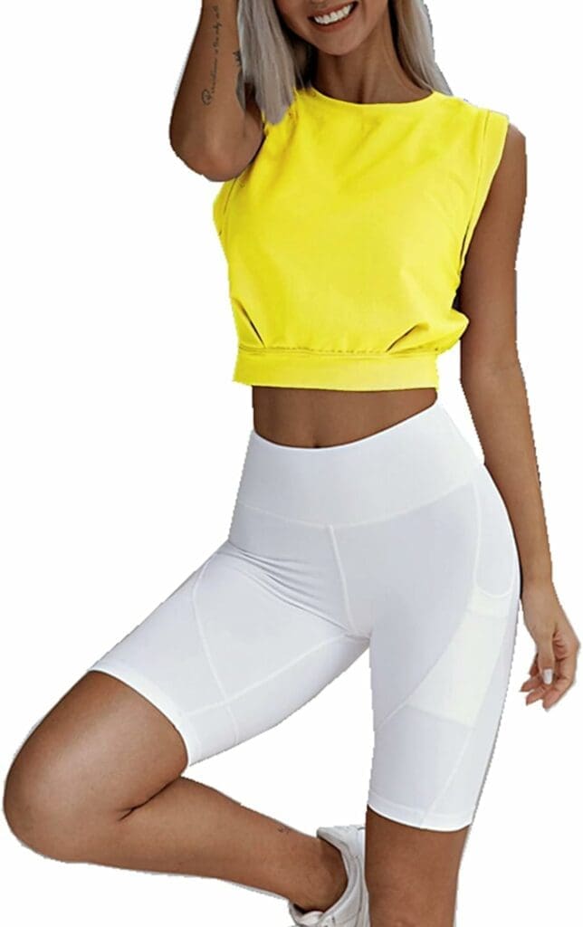 ARRIVE GUIDE Crop Top Athletic Shirts for Women Cute Sleeveless Yoga Tops Running Gym Workout Shirts