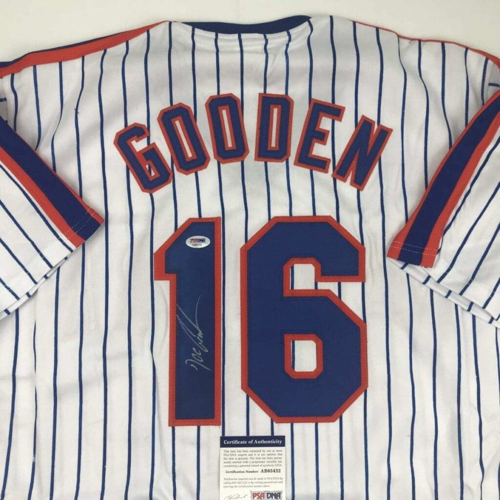 Autographed/Signed Dwight Doc Gooden New York Pinstripe Baseball Jersey PSA/DNA COA