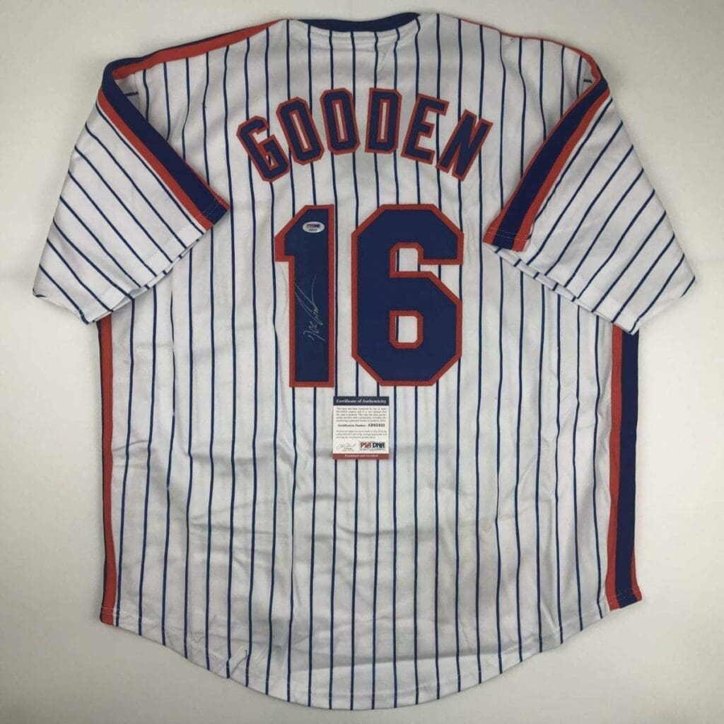 Autographed/Signed Dwight Doc Gooden New York Pinstripe Baseball Jersey PSA/DNA COA