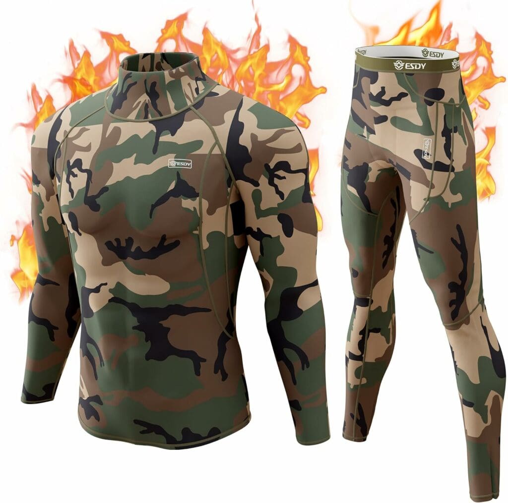 CL convallaria Thermal Underwear for Men Long Johns Fleece Lined Hunting Gear Set Base Layer for Cold Weather XS-4XL