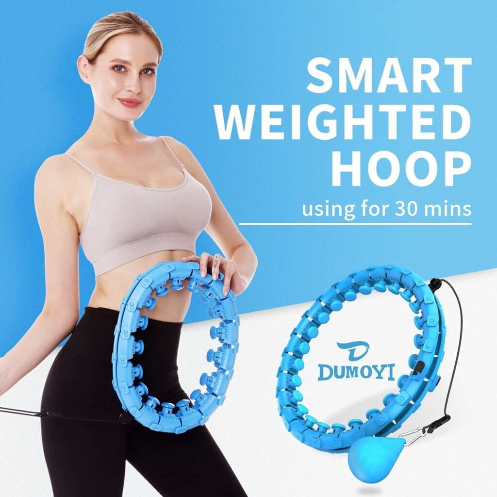 Dumoyi Smart Weighted Fitness Hoop for Adults Weight Loss, Infinity Hoop, 2 in 1 Adomen Fitness Massage Workout Equipment, Great for Adults and Beginners