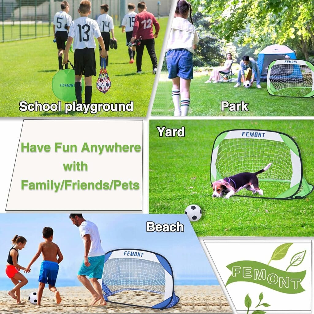 Femont Soccer Goals Set for Backyard, 4x2.5FT Portable Pop Up Soccer Nets with Carrying Bag for Indoor Outdoor Games Practice Training Great for Kids and Adults