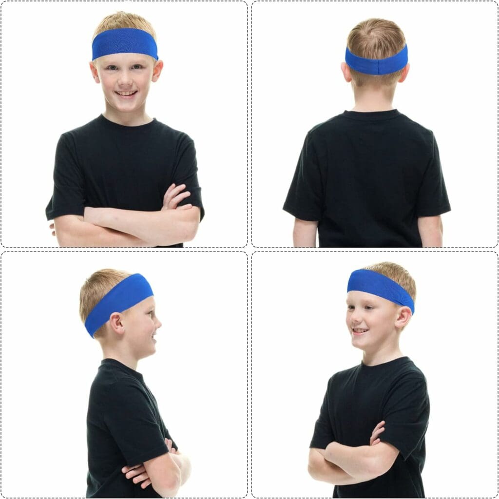 Sibba 4 Pcs Football Sports Fan Headband Basketball Long Hair Bands Baseball Gear Gym Workout Black White Sweatbands Running Yoga Athletic Bandana Nursing Women Men Male Outdoors Accessories