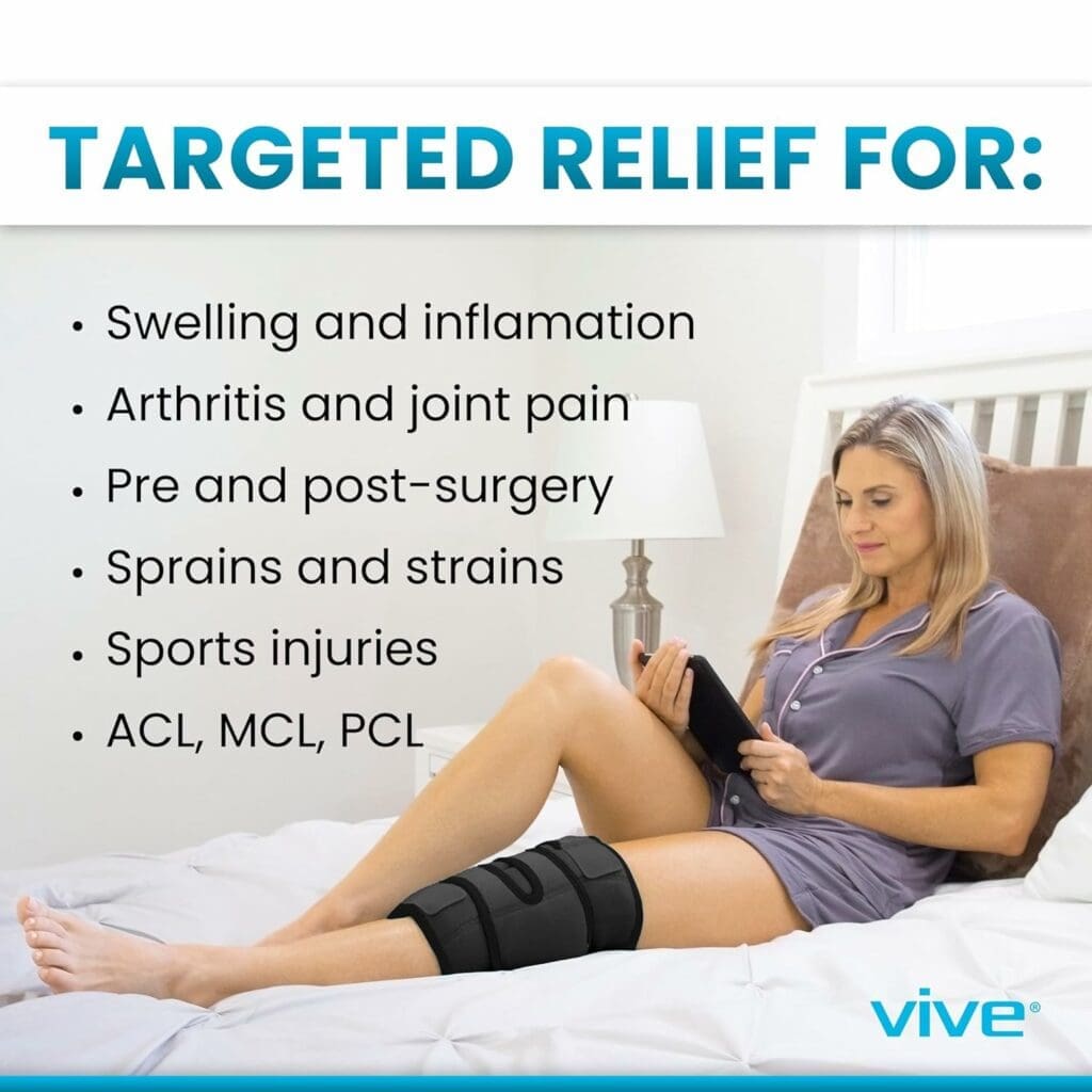 Vive Knee Ice Pack Wrap - Cold/Hot Gel Compression Brace - Heat Support Strap for Arthritis Pain, Tendonitis, ACL, Athletic Injury, Osteoarthritis, Women, Men, Running, Meniscus and Patella Surgery