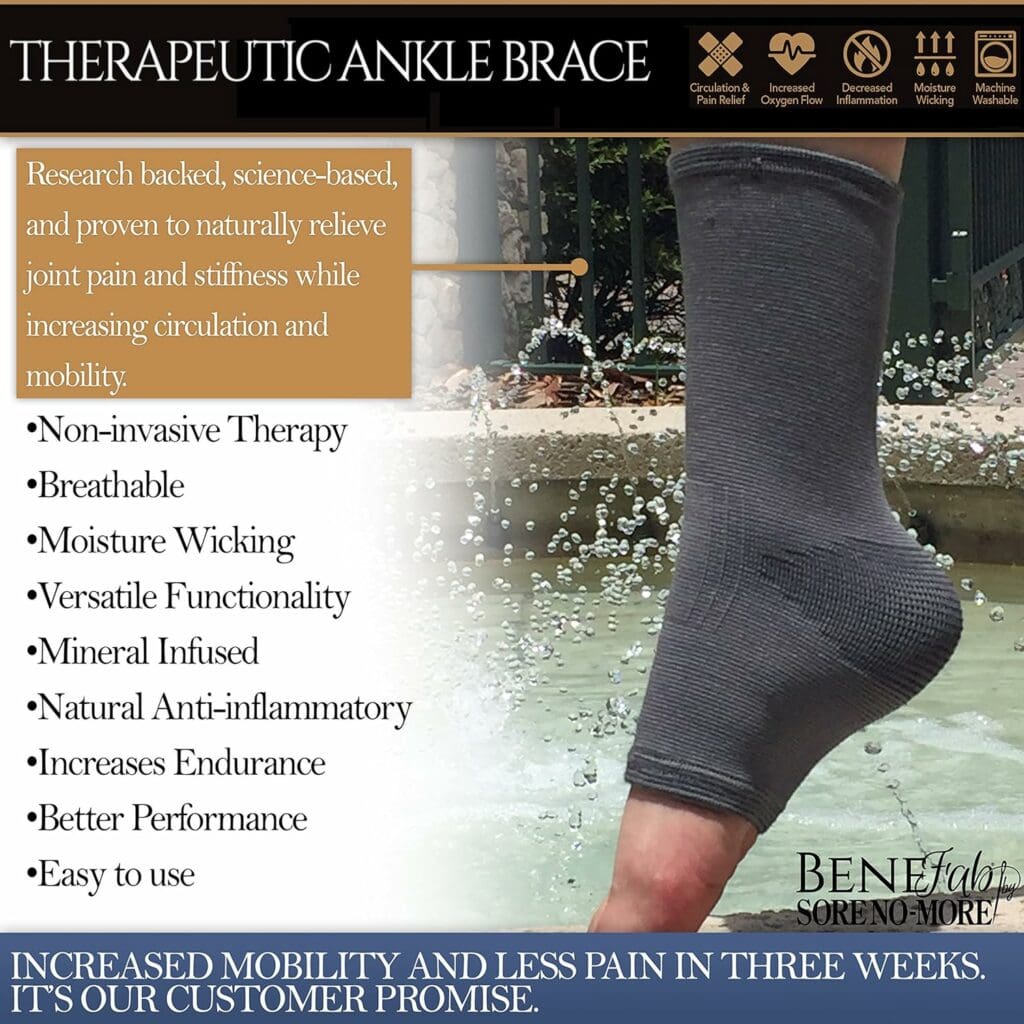 BENEFAB Therapeutic Ankle Brace Support Sleeve for Athletics Running, Walking, Best Ankle Support For Pain Relief, Joint, Injury Recovery, Tendons and Enhanced Blood Circulation