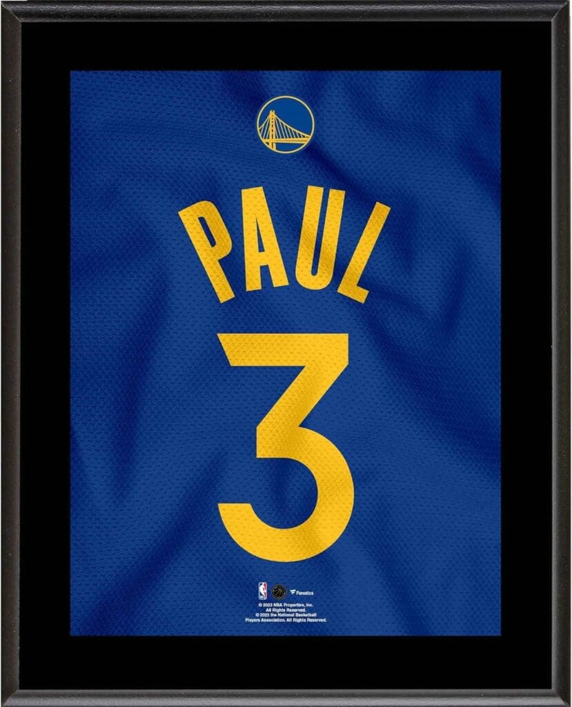 Chris Paul Golden State Warriors 10.5 x 13 #3 Royal Blue Jersey Sublimated Plaque - NBA Player Plaques and Collages