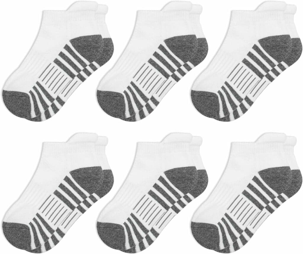 HENGRUI Boys/girls Socks Cushioned Kids Socks, Kids Ankle Athletic Socks With Low Cut Tab For 4-10 Years Old-6 Pairs