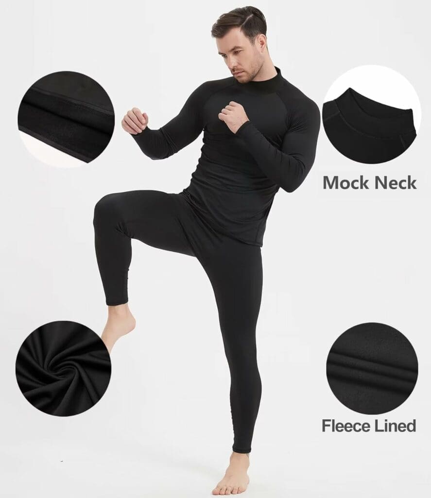 HOPLYNN 4/5 Pack Mens Thermal Mock Turtleneck Shirts Long Sleeve Compression Running Base Layer Gear for Winter Cold Weather