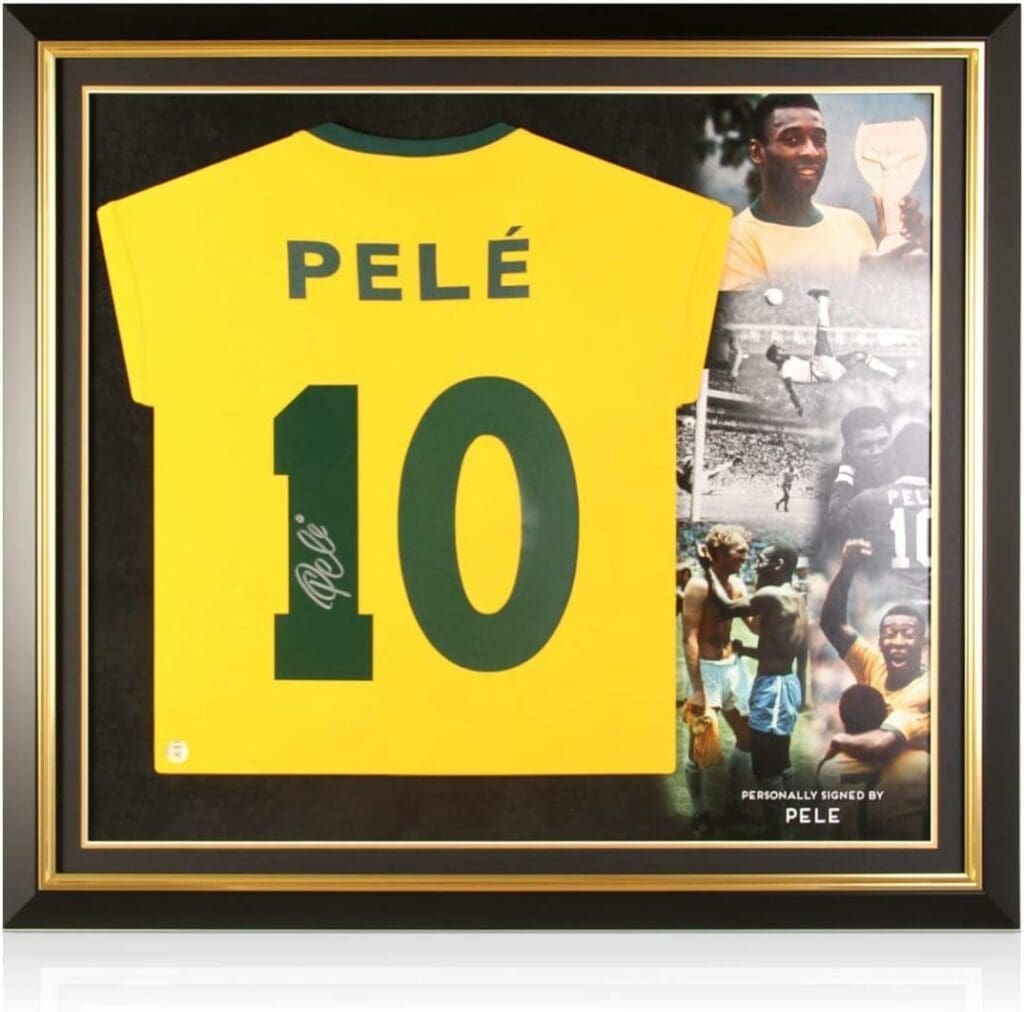 Pele Signed Brazil Soccer Jersey. Premium Frame | Autographed Sport Memorabilia