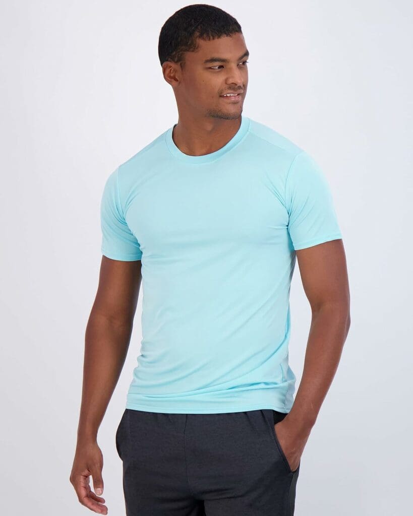 Real Essentials 5 Pack: Men's Dry-Fit Moisture Wicking Active Athletic Performance Crew T-Shirt