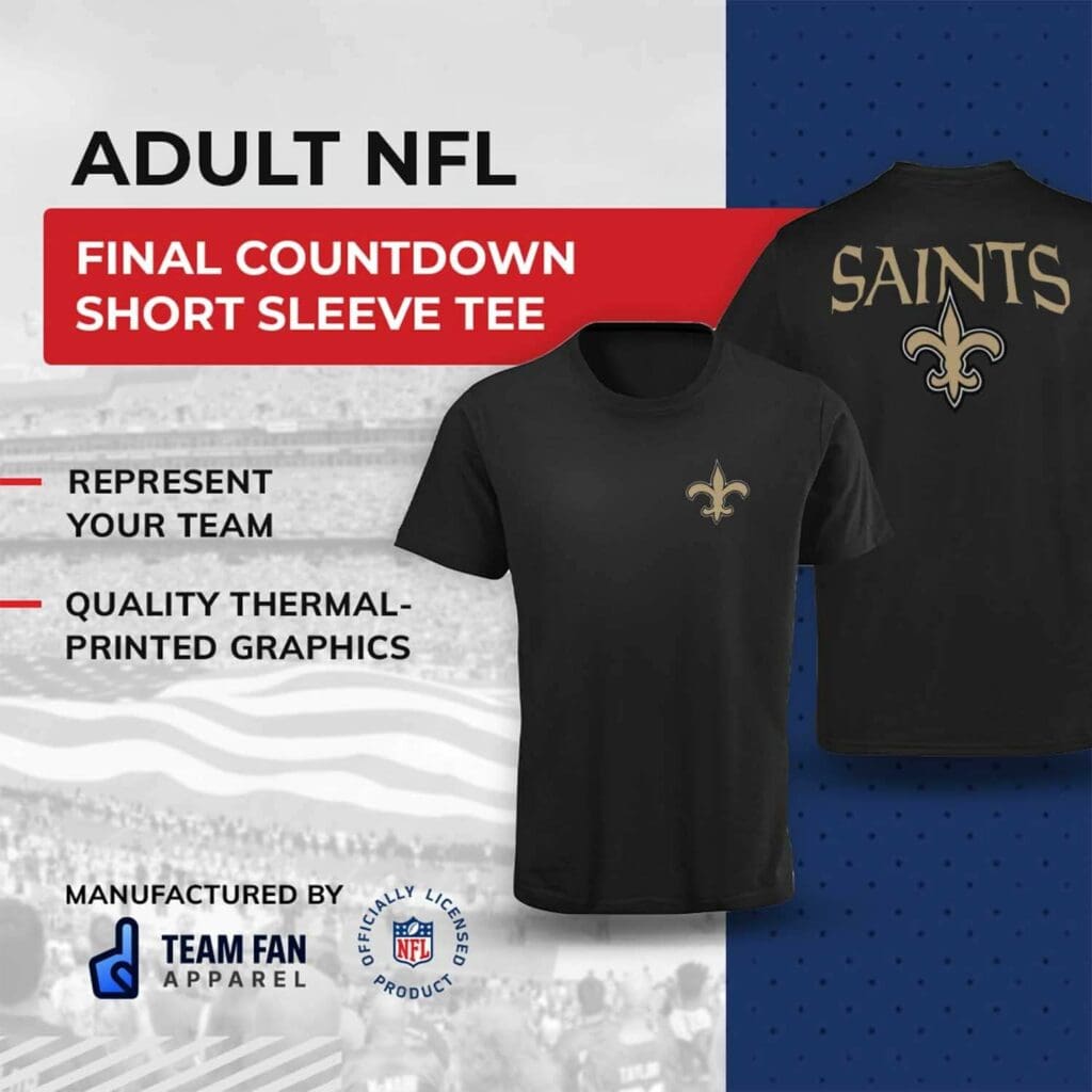 Team Fan Apparel NFL Pro Football Final Countdown Adult Cotton-Poly Short Sleeved T-Shirt for Men  Women