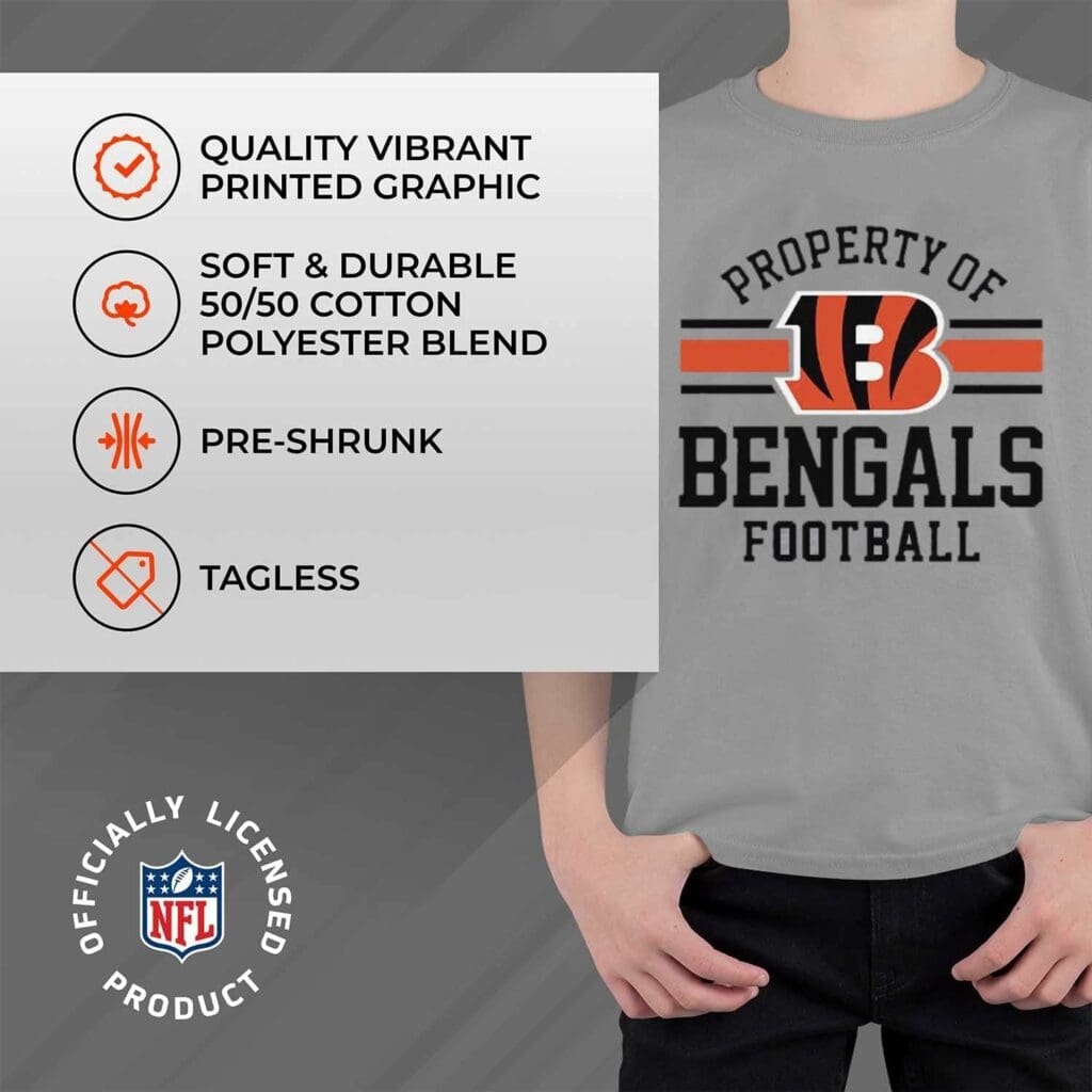 Team Fan Apparel NFL Youth Property of Short Sleeve Lightweight T Shirt, Official Team Tee, Gear for Boys and Girls