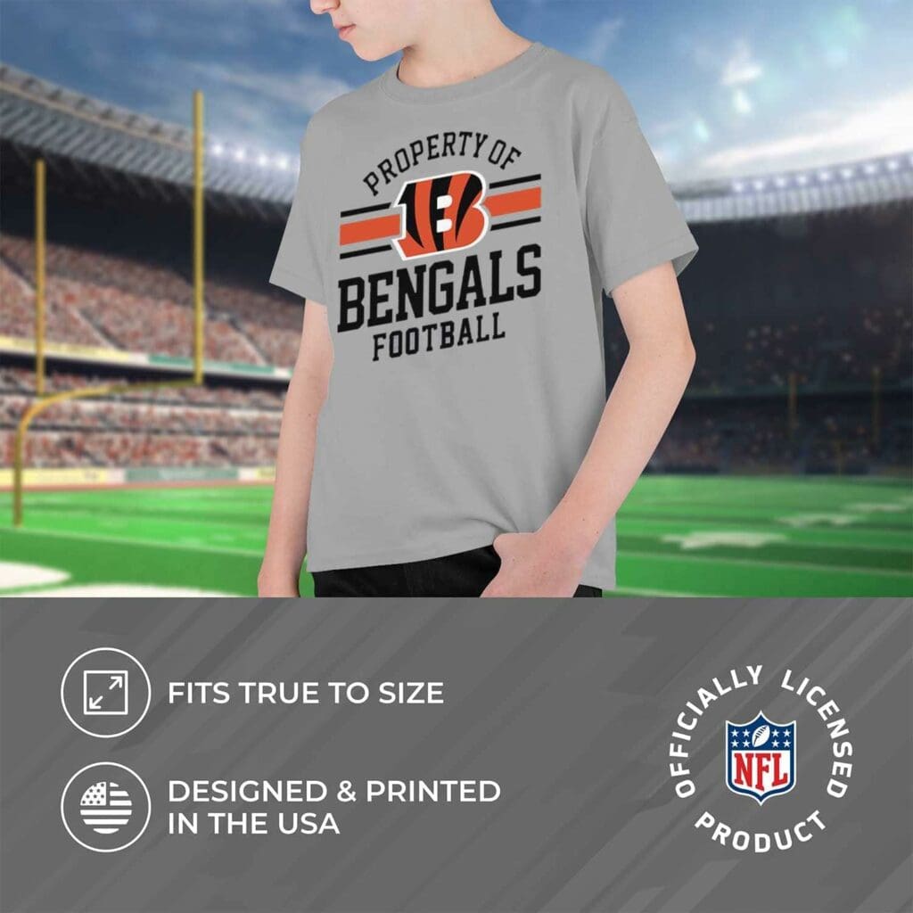 Team Fan Apparel NFL Youth Property of Short Sleeve Lightweight T Shirt, Official Team Tee, Gear for Boys and Girls