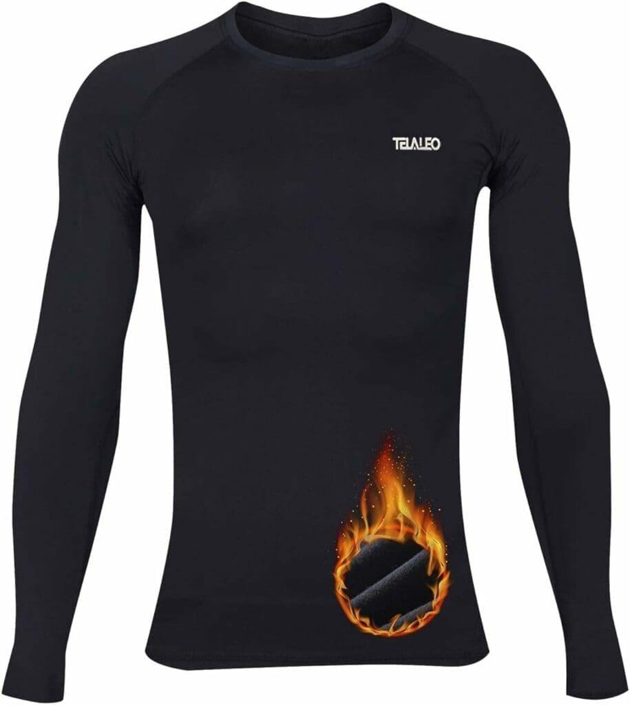 TELALEO Youth Boys Girls Thermal Compression Shirt Long Sleeve Fleece Lined Base Layer Athletic Football Undershirt